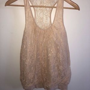 lace racerback tank with banded bottom